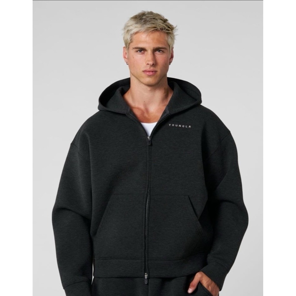 YoungLA Mens 5156 Scuba Zip Ups Hoodie Black Heather XL NWT SOLD OUT